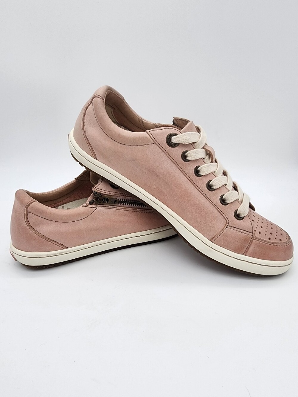 Taos Zipster Leather Sneakers Blush Pink Lace Up Zipper Size 7 - Picture 10 of 16